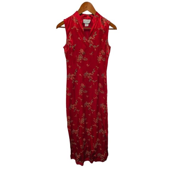 Finesse Dresses & Skirts - Vintage Y2K Finesse Red Chinese Oriental Asian Satin Sheath Dress QiPao Small
